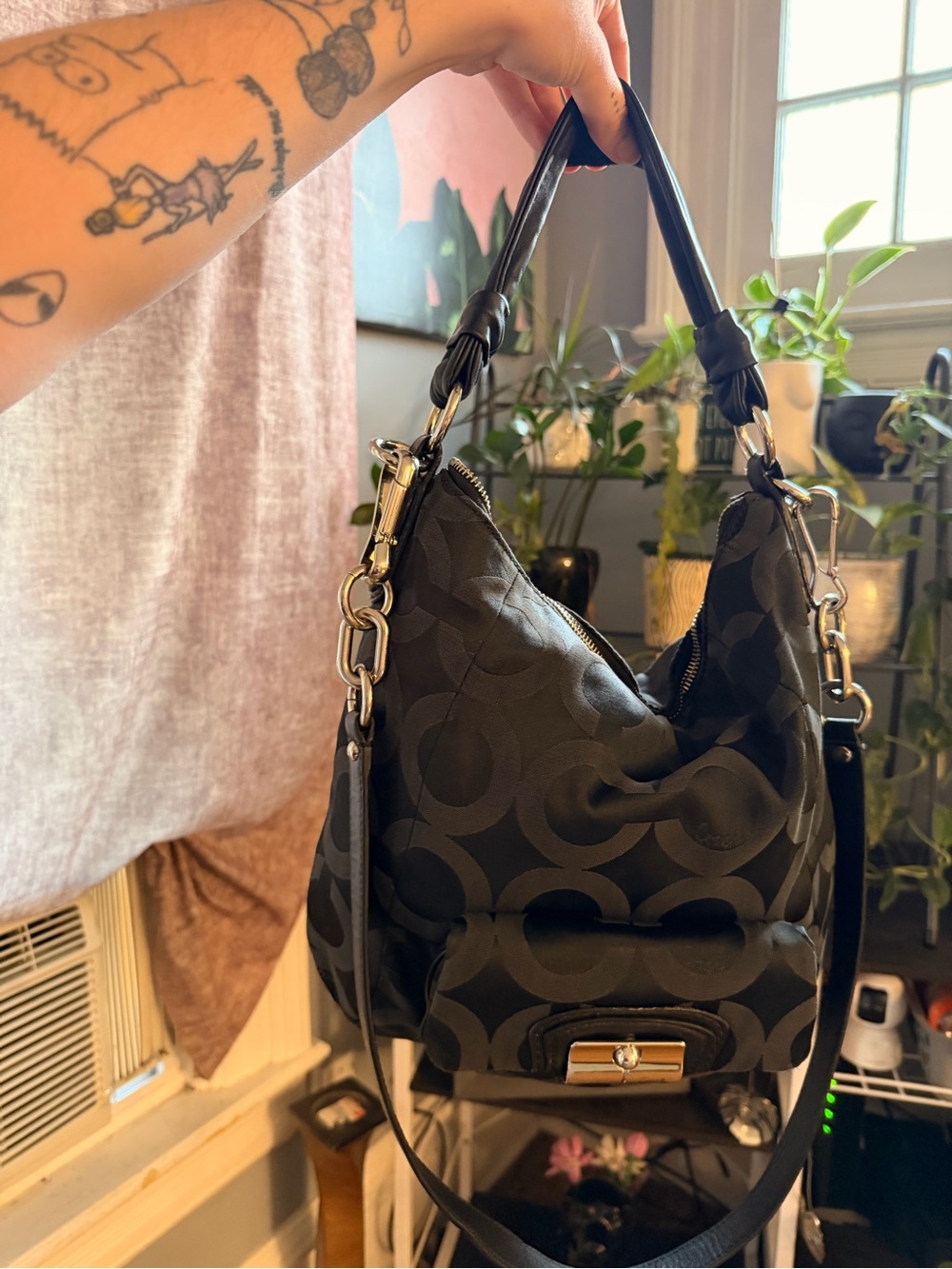 Coach Kristin Op Art Sateen Hobo Bag